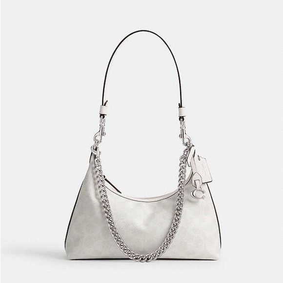 NWT COACH Juliet Shoulder Bag 25 In Signature Canvas White Chalk Silver CAM26 - Picture 1 of 11